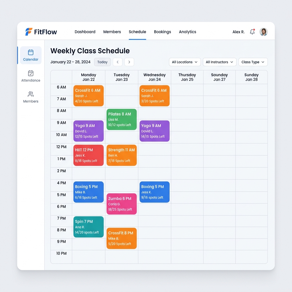Class Schedule & Booking in WeeksPro