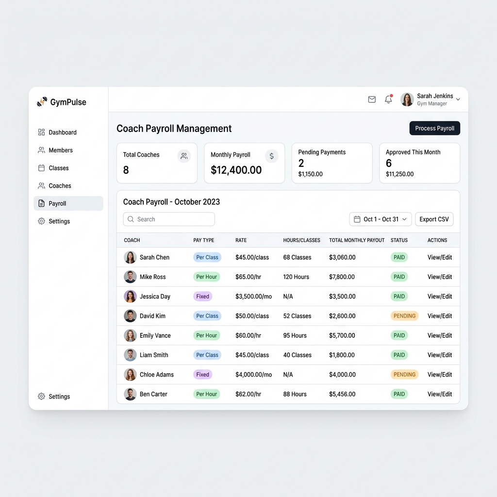 Coach Payroll in WeeksPro