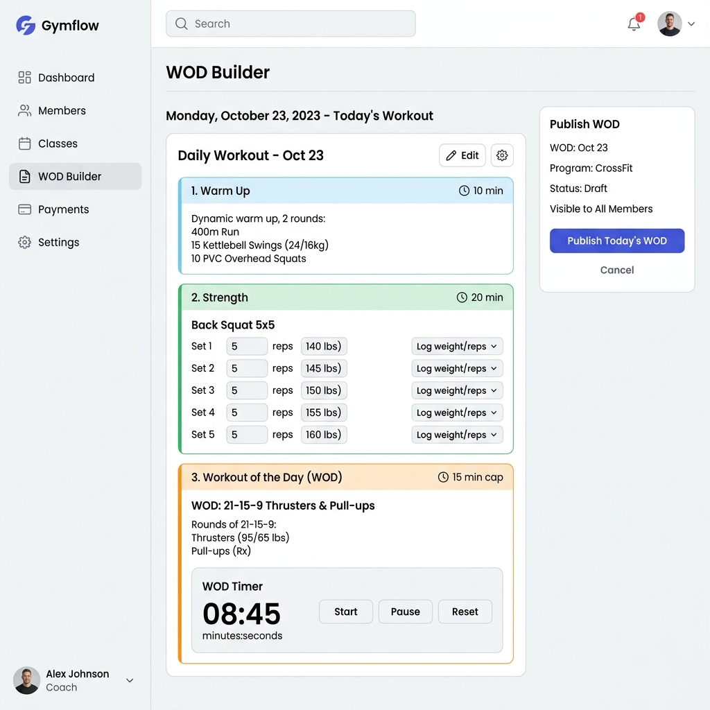 Workout & WOD Builder in WeeksPro